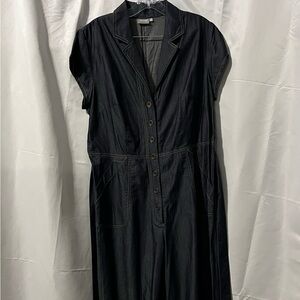 eShakti Capri Length Blue Denim Button-Down Women's Jumpsuit